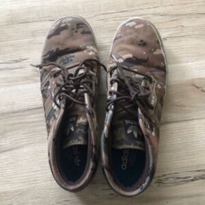 Adidas Camouflage Sneakers with Brown Accents